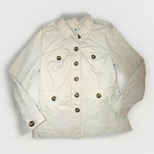CAbi Kenya Safari Jacket Women's Medium $164 MSRP Buttons Pockets Ivory
